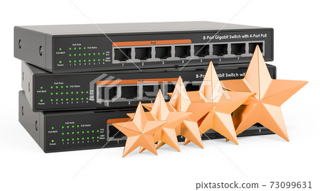 Customer rating of network switch. 3D rendering Customer rating of network switch. 3D rendering 73099631