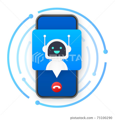 Business card with robo call. Mobile phone. Robo call. Cpam. Vector stock illustration. 73100290