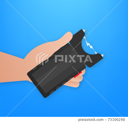 Cartoon stun gun. Protection symbol. Vector stock illustration. 73100298