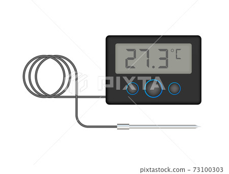 Kitchen or laboratory thermometer. Food temperature. Vector stock illustration. Kitchen or laboratory thermometer. Food temperature. Vector stock illustration. 73100303