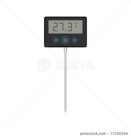 Kitchen or laboratory thermometer. Food temperature. Vector stock illustration. Kitchen or laboratory thermometer. Food temperature. Vector stock illustration. 73100304