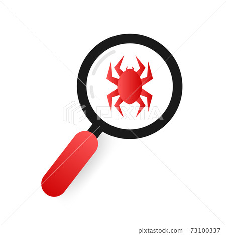 Search virus computer in flat style. Protection symbol. Internet technology. Data protection 73100337