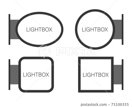 Rectangular signage light box signboard. Black metal cafe, restaurant outdoor mock up. Vector stock illustration. Rectangular signage light box signboard. Black metal cafe, restaurant outdoor mock up. Vector stock illustration. 73100355