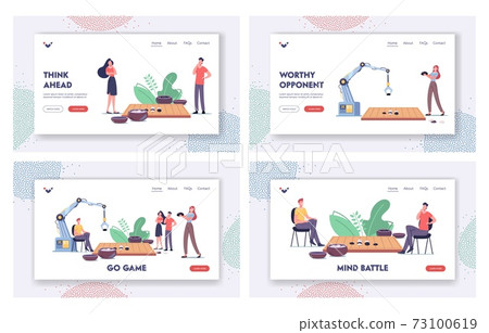 Strategy Game Landing Page Template Set.... - Stock Illustration ...