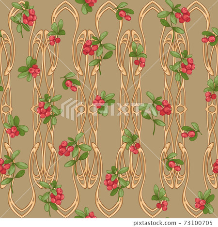 Cranberry. Seamless pattern Cranberry. Seamless pattern 73100705