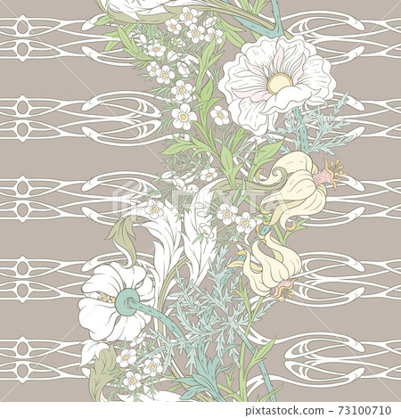 Floral Seamless pattern, background with In art nouveau style 73100710