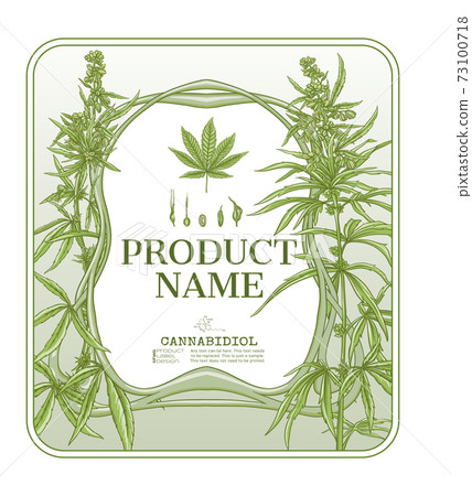 Cannabis Template for product label, cosmetic packaging. . 73100718