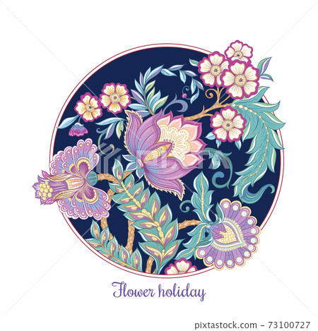 Fantasy flowers in retro, vintage, jacobean embroidery style Fantasy flowers in retro, vintage, jacobean embroidery style 73100727