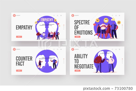 Characters Show Empathy Landing Page Template Set. Emotional Intelligence, Communication Skills, Reasoning and Support 73100780