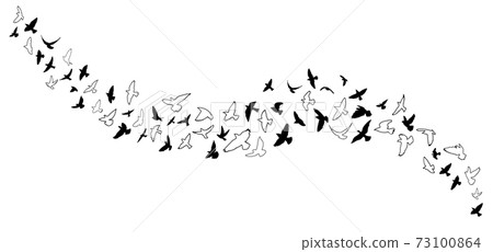 A flock of flying birds. Vector illustration A flock of flying birds. Vector illustration 73100864