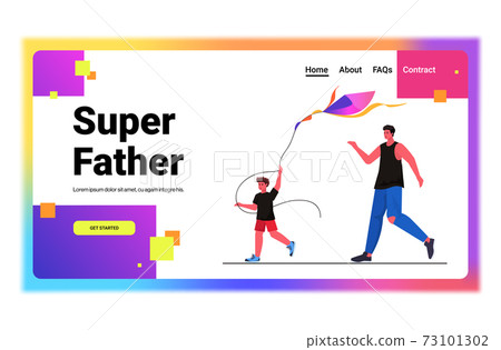 young father and son launching kite together parenting fatherhood concept dad spending time with kid young father and son launching kite together parenting fatherhood concept dad spending time with kid 73101302