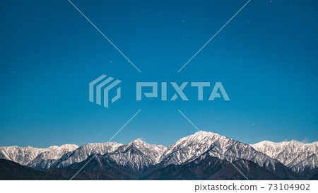 Northern Alps and starry sky in early winter Northern Alps and starry sky in early winter 73104902
