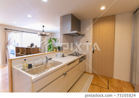 Image of a fashionable kitchen in a newly built detached house Image of a fashionable kitchen in a newly built detached house 73105824