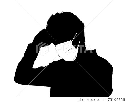 Male silhouette wearing a mask with a cold 73106236