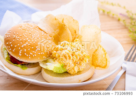 Handmade burgers and egg sandwiches Handmade burgers and egg sandwiches 73106993