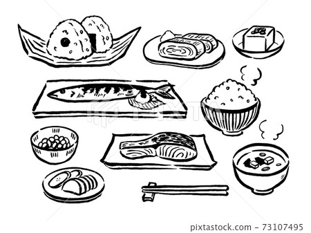 Japanese style set meal set brush writing 73107495