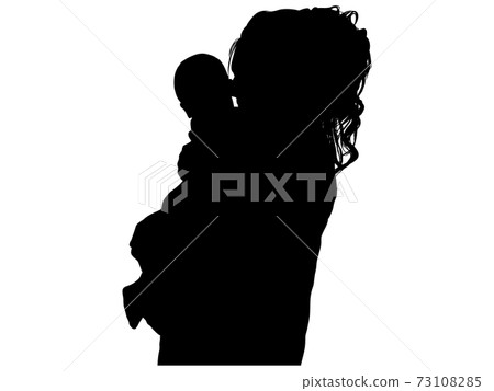 抱著嬰兒的女性剪影 抱著嬰兒的女性剪影 73108285