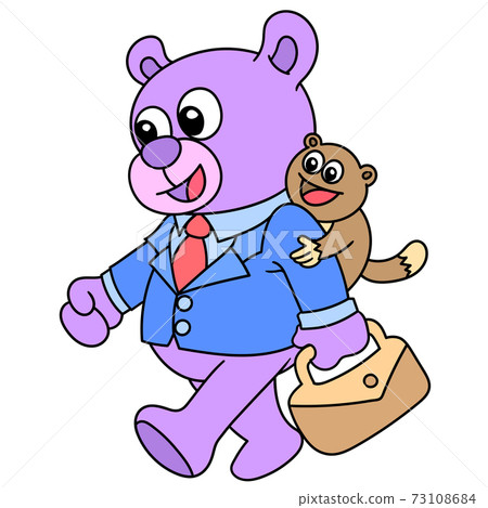 Mr. Bear went to the office wearing a neat suit, doodle icon image 73108684