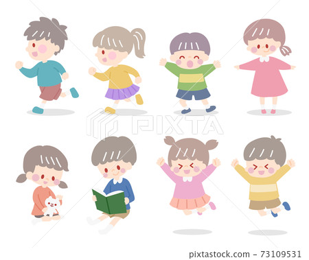 Children_whole body_friend vector set 73109531