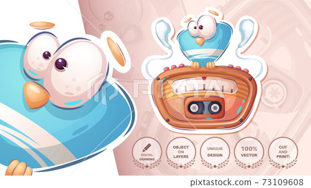 Bird and headphones - cute sticker Bird and headphones - cute sticker 73109608