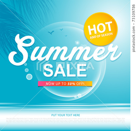 summer sale template banner or poster, sale and discounts. vector design. 73109786