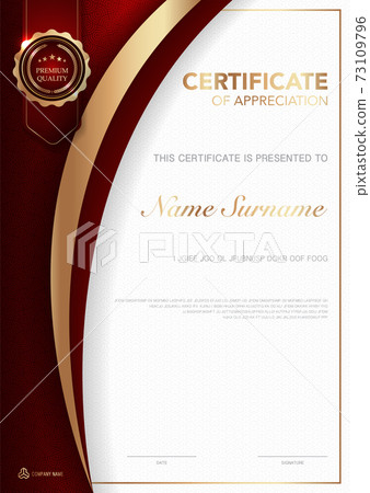 diploma certificate template red and gold color with luxury and modern style vector image EPS10. diploma certificate template red and gold color with luxury and modern style vector image EPS10. 73109796