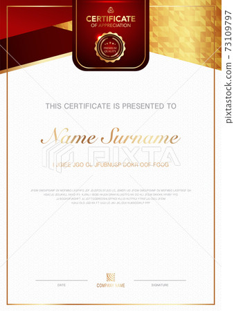 diploma certificate template red and gold color with luxury and modern style vector image EPS10. diploma certificate template red and gold color with luxury and modern style vector image EPS10. 73109797