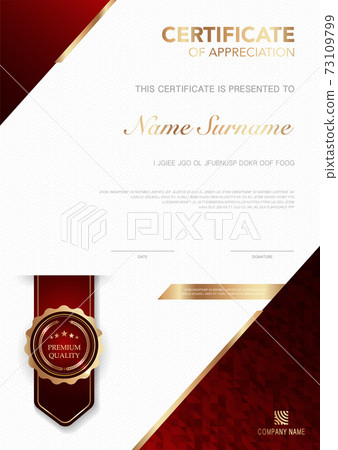 diploma certificate template red and gold color with luxury and modern style vector image EPS10. diploma certificate template red and gold color with luxury and modern style vector image EPS10. 73109799