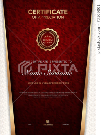 diploma certificate template red and gold color with luxury and modern style vector image EPS10. diploma certificate template red and gold color with luxury and modern style vector image EPS10. 73109801