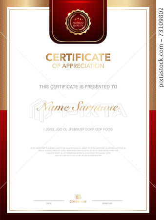 diploma certificate template red and gold color with luxury and modern style vector image EPS10. diploma certificate template red and gold color with luxury and modern style vector image EPS10. 73109802