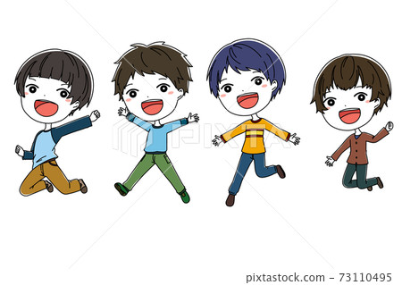 Illustration of jumping boys Illustration of jumping boys 73110495