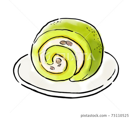 食物插圖抹茶卷蛋糕 73110525