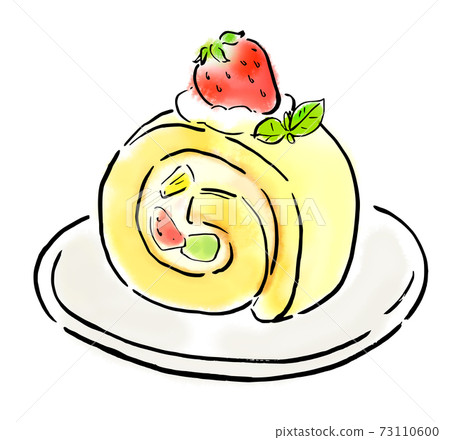 Food illustration strawberry roll cake 73110600