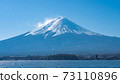 Panorama view of Mount Fuji with Lake Kawaguchiko in Japan 73110896