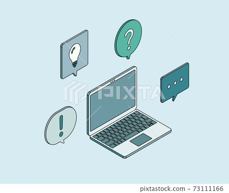 Illustration of laptop and speech bubble Communication chat Wireless laptop business Illustration of laptop and speech bubble Communication chat Wireless laptop business 73111166