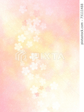 日本紙紋理的櫻花並排綻放No.01 73111488