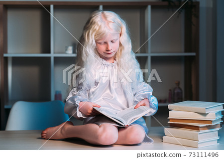 child education reading hobby blonde girl book 73111496