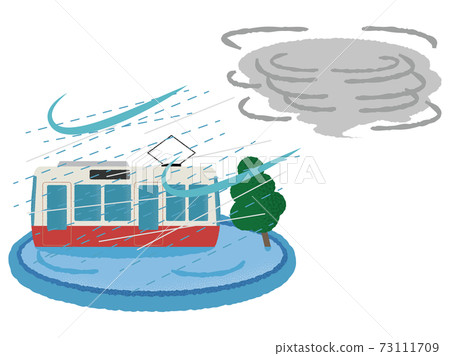 遭受颱風的火車的矢量圖 遭受颱風的火車的矢量圖 73111709