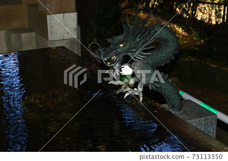 Musashi Kuni Ninomiya Power Spot, the Dragon of the Chozuya at Kinzoku Shrine 73113350