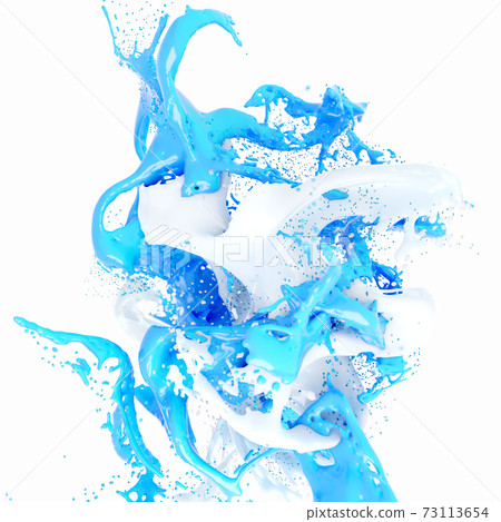 White and blue colors paint splashes isolated on white background White and blue colors paint splashes isolated on white background 73113654
