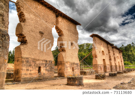 View to Temple of Wiracocha at archaeological site of Raqchi, Cuzco, Peru View to Temple of Wiracocha at archaeological site of Raqchi, Cuzco, Peru 73113680