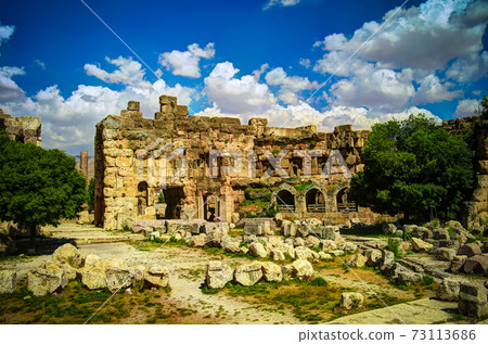 Ruins of Jupiter temple and great court of Heliopolis in Baalbek, Bekaa valley Lebanon Ruins of Jupiter temple and great court of Heliopolis in Baalbek, Bekaa valley Lebanon 73113686
