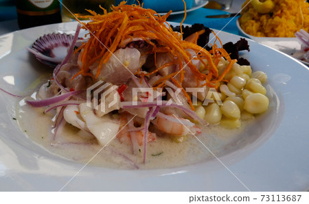 Ceviche, Traditional peruvian dish 73113687