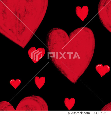 Seamless pattern with hand painted red hearts in 73114058