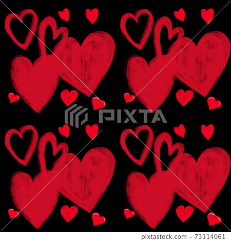 Seamless pattern with hand painted red hearts in - Stock Illustration ...