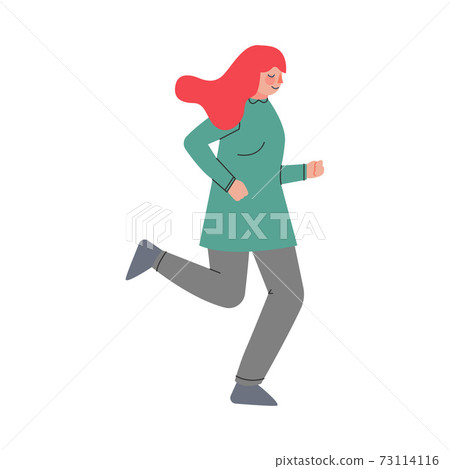 Woman Character Running in a Hurry and Hasten Somewhere Vector Illustration 73114116