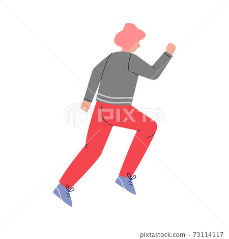 Enthusiastic Man Character Running in a Hurry and Hasten Somewhere Vector Illustration 73114117
