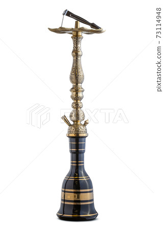 Isolated handcrafted engraved water pipe or hookah. Isolated handcrafted engraved water pipe or hookah. 73114948