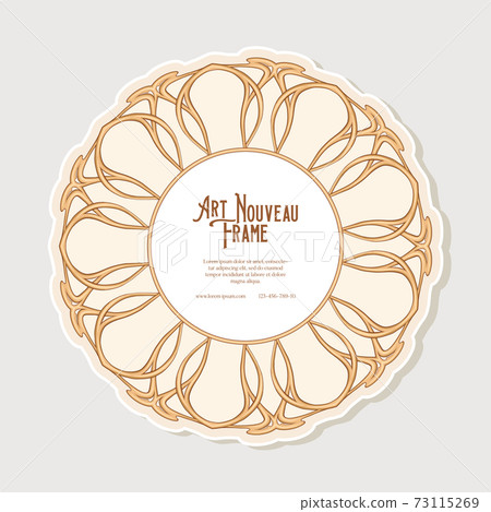 Cercle label, decorative frame, border in art nouveau style, 73115269