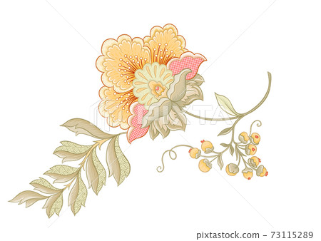 Fantasy flowers in retro, vintage, jacobean embroidery style. Fantasy flowers in retro, vintage, jacobean embroidery style. 73115289
